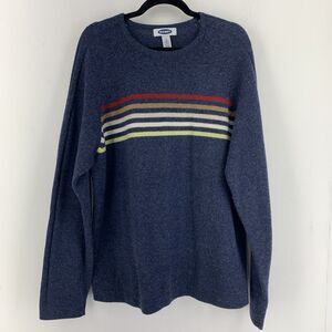 Vintage Old Navy Mens XL Crewneck Pullover Wool Blend Sweater Stripes Preppy Y2K